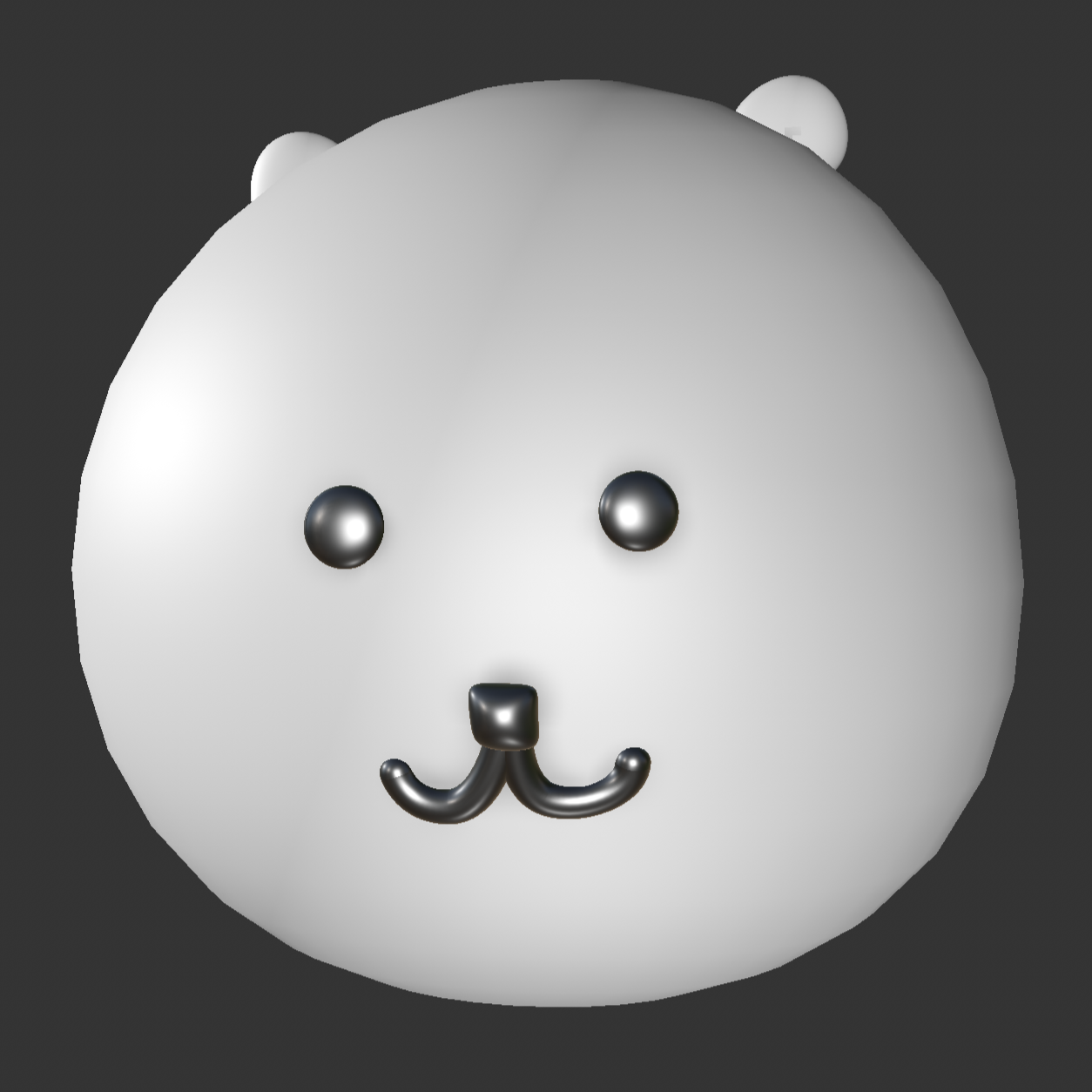 Bright front render of the completed plush toy model