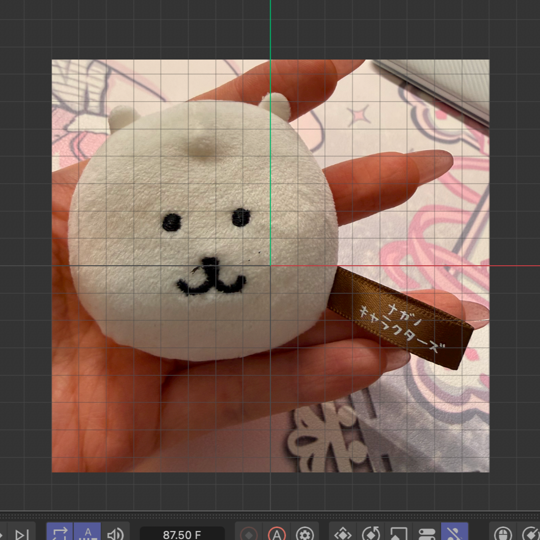 Plush toy reference photo imported into Cinema 4D