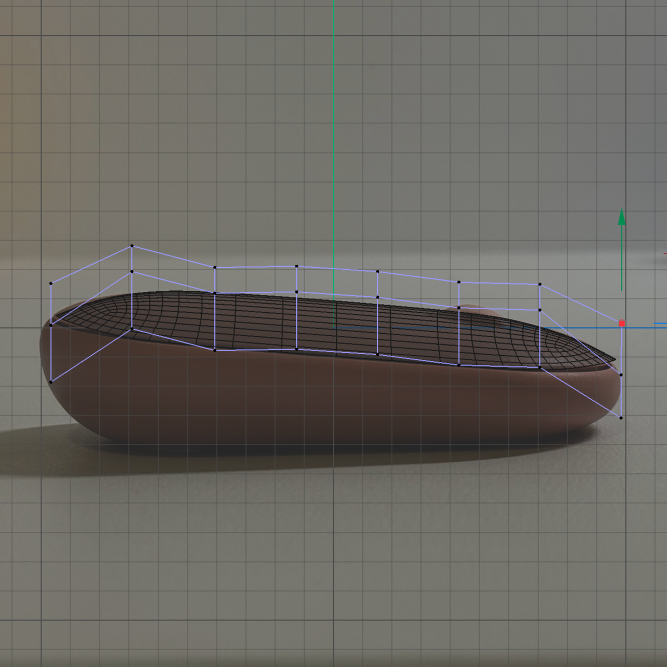 Side view of the mouse model using an FFD cage to shape the curved surface